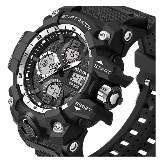 Relógio Digital Masculino Knup Preto Resistente Água 50m Cronômetro