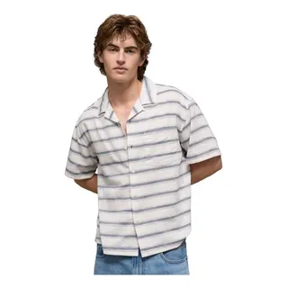 Camisa Rayas Azules Botones Para La Piscina American Eagle