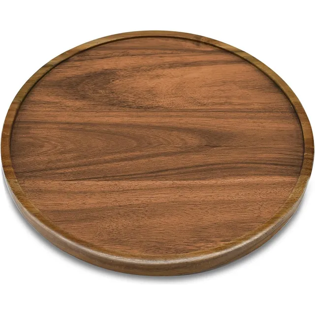 Lazy Susan Charola Bandeja Giratoria Madera De Acacia 14'' Marrón Oscuro