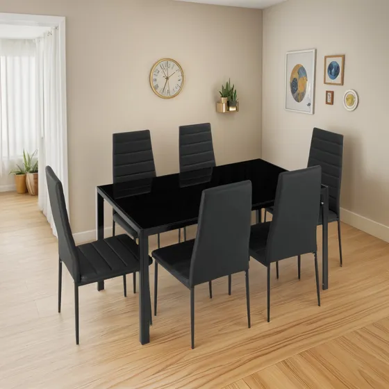 Juego De Comedor Avatar 6 Sillas. En Caja Negro. Tienda Max
