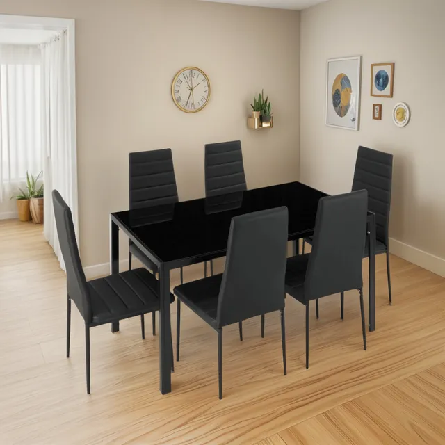 Juego De Comedor Avatar 6 Sillas. En Caja Negro. Tienda Max