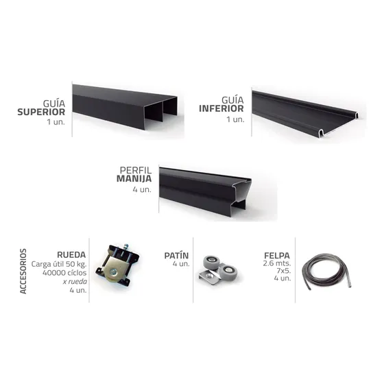 Kit Smart Negro Y Acc Placard 2 H 3.00 Grupo Euro Sm300n