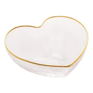 Bowl Vidro C/borda Dourada Heart 15x14x6cm Bowl Vidro C/borda Dourada Heart 15x14x6cm