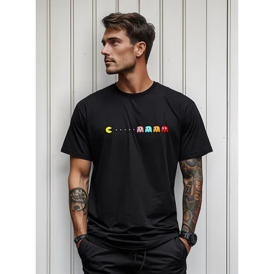 Camiseta Pac Man Jogos Antigos Camisa Gamer Nerd Geek Top
