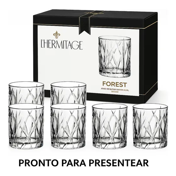 Jogo 6 Copos de Cristal Para Whisky 310 ml Forest L'Hermitage