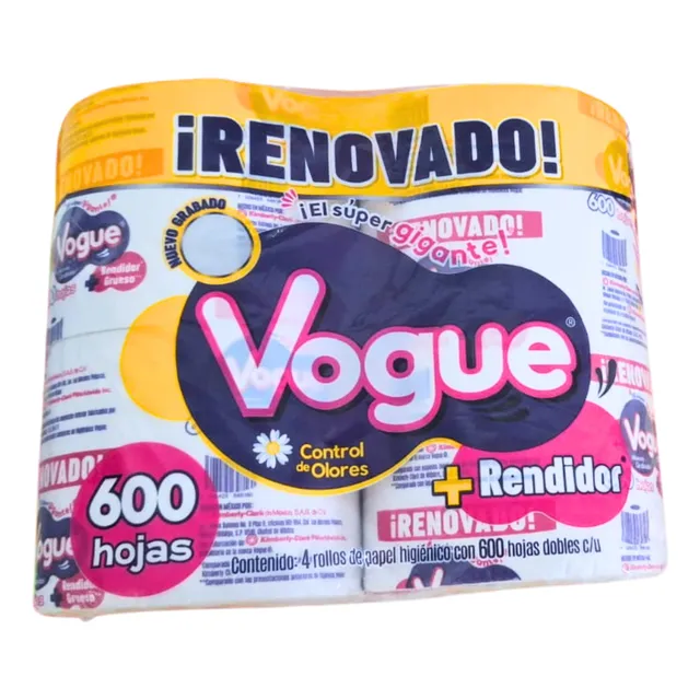 Papel Higienico Vogue 4 Rollos De 600hjs C/10 Paq