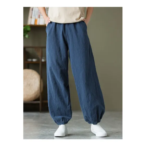 Pantalones Harén De Lino Y Algodón Para Mujer