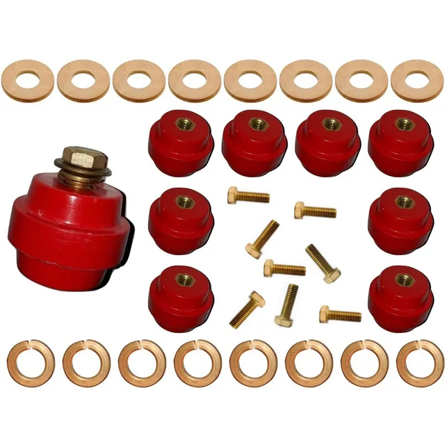10pz Aislador Barra Tierra Manzana 600v 3/8 Doble Tornillo