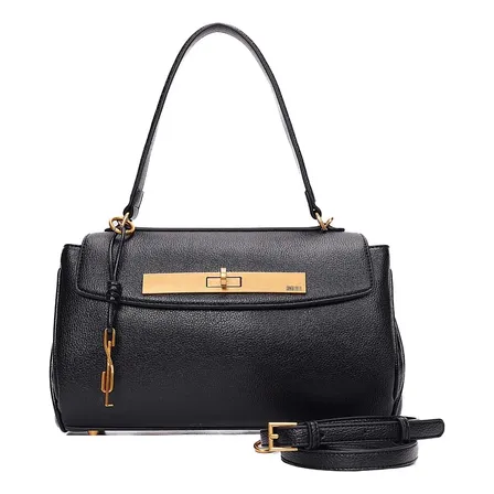 Bolsa Media Com Alça De Ombro Santa Lolla Divisória Interna Floater Preto