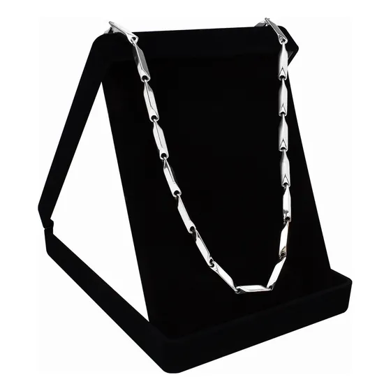 Corrente Cordão Masculino Aço Inox Prata Bambu Espelhado Top