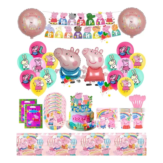 Pack Full Cumple Globos Cotillon Cucharas X10 Varios Diseños
