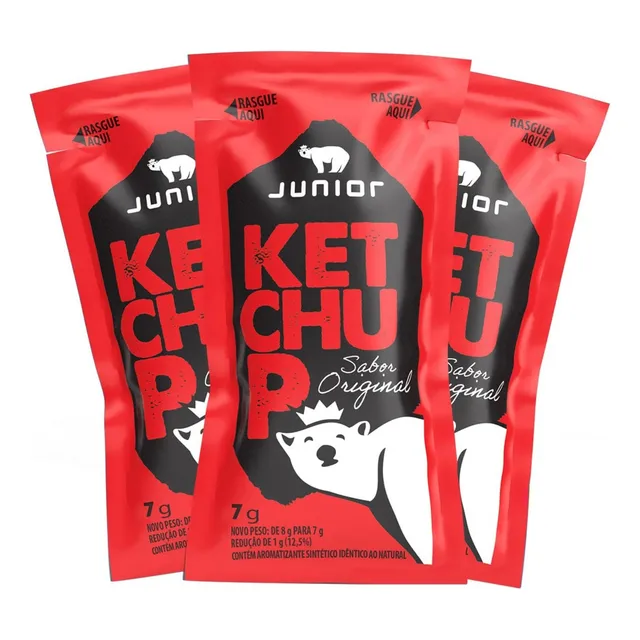 Ketchup Junior Sachê 7g - Caixa 168 Unidades Molho Lanches
