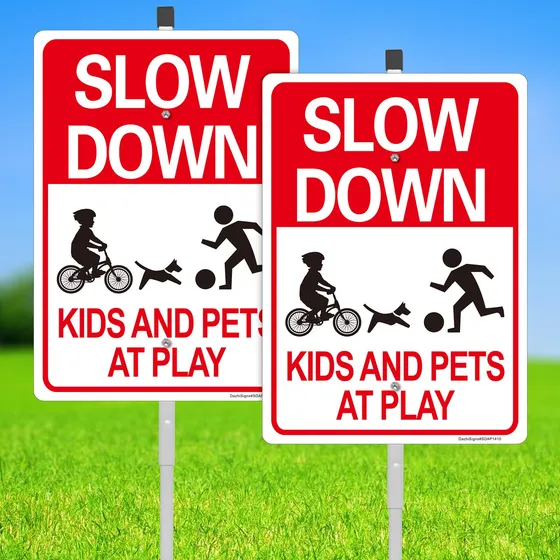Letrero  Slow Down  2 Para Niño Mascota Juego 14 X 10  Calle