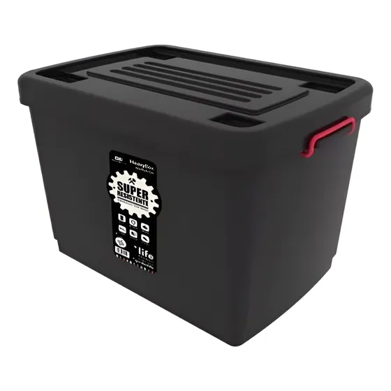 Caja Contenedor Plastico Heavy Box 95 Lts Negro Garden Life