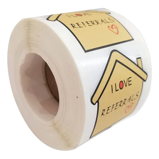 Adhesivo Referencia I Love Referrals 2 X 2  Forma Casa Papel