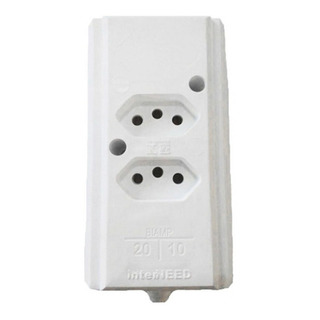Tomada Barra Dupla 2 Polos T 10 E 20 Ampere Branca Interneed Tomada Barra Dupla 2 Polos T 10 E 20 Ampere Branca Interneed