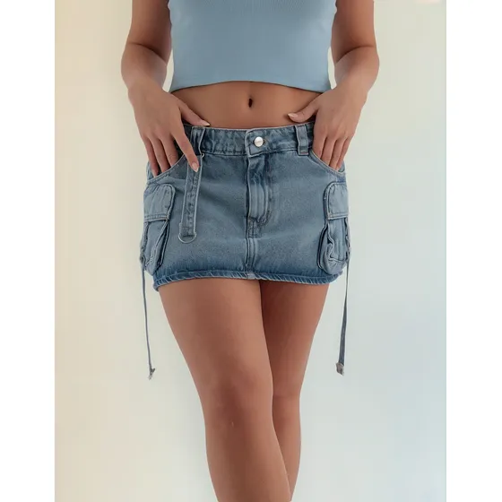 Pollera  Mini Mujer Cargo Tiro Medio -younica-