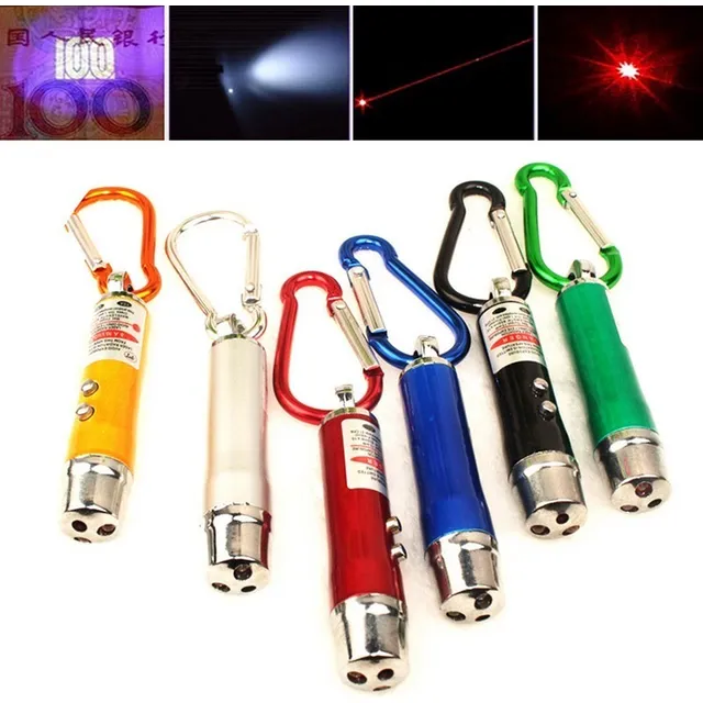 Puntero Láser 3 En 1 + Led + Luz Uv Detector Billetes Falso