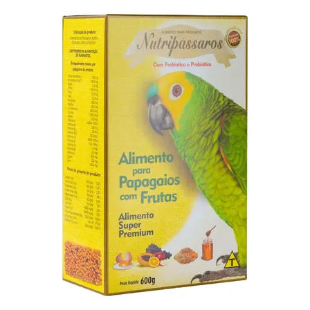 Ração para Papagaio Extrusado com Frutas Nutripássaros 600g