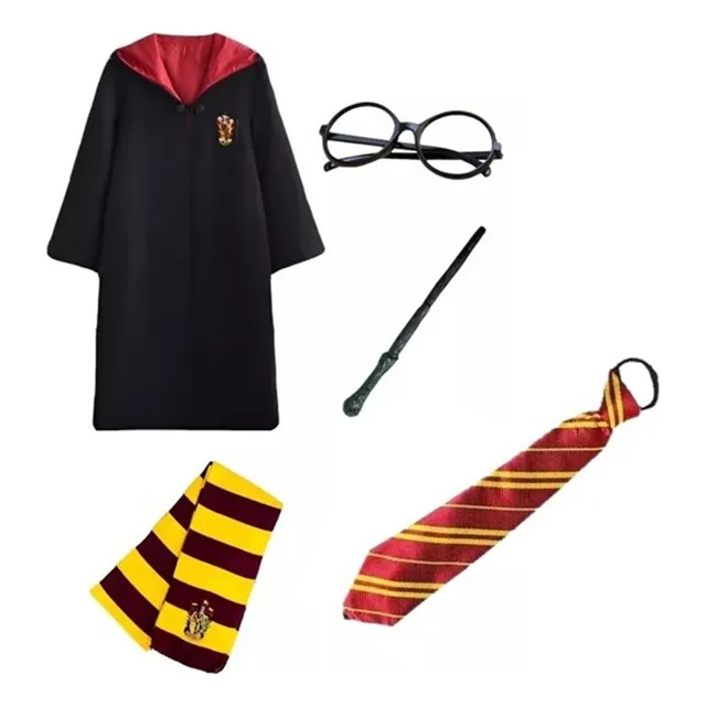 Disfraz Harry Potter Adulto, Varita, Corbata, Gafas, Capa Y Bufanda Halloween