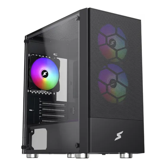 Gabinete Gamer Superframe Mesh, Black, Mid Tower Com 3 Fans