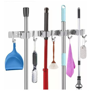 Acero Inoxidable Organizador De Escobas 4 Acortar 5 Ganch Acero Inoxidable Organizador De Escobas 4 Acortar 5 Ganch