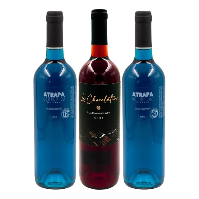 Pack Vino Azul Atrapa Cielo + Vino Chocolate 3 Botellas