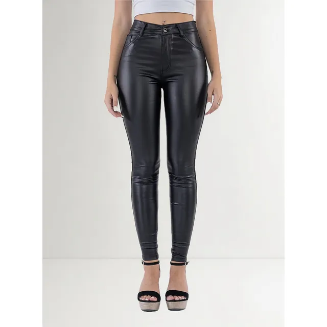 Pantalon Mujer Engomado Elastizado Tiro Alto Calce Ideal