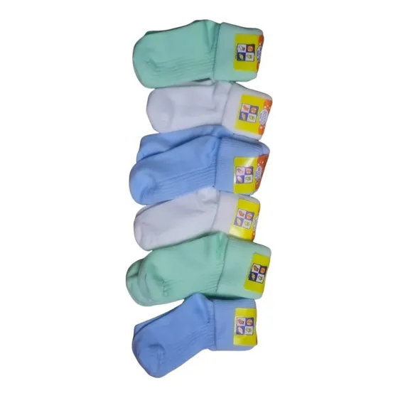 Pack 6 Pares Calcetín Bebe, 100% Algodón, Colores Niño