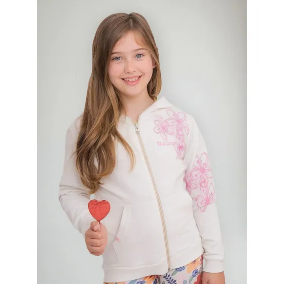 Campera Algodon Nena 4 A 11 Años Estampada C/capucha
