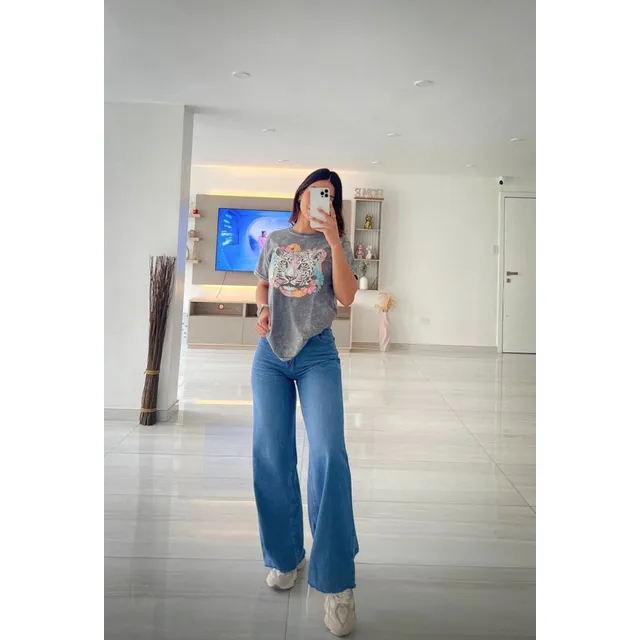 Pantalón Wide Leg Jeans Main Denim Mujer Azul