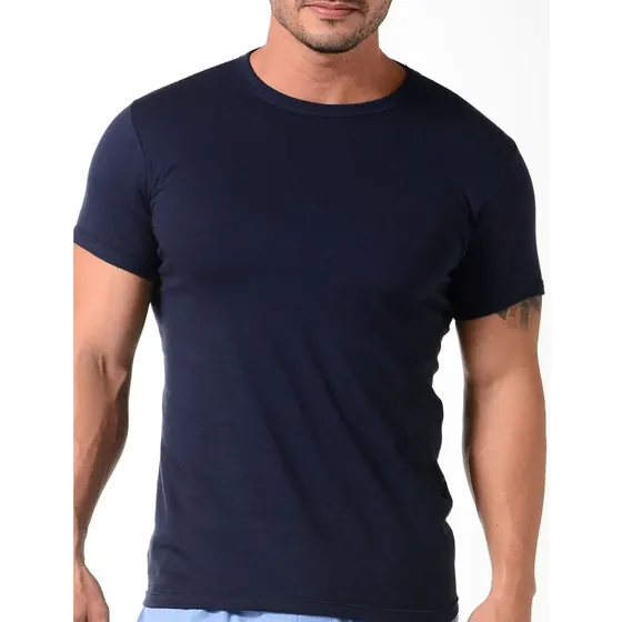 Camisa Hombres Básica Algodón Cuello Redondo Manga Corta Gym