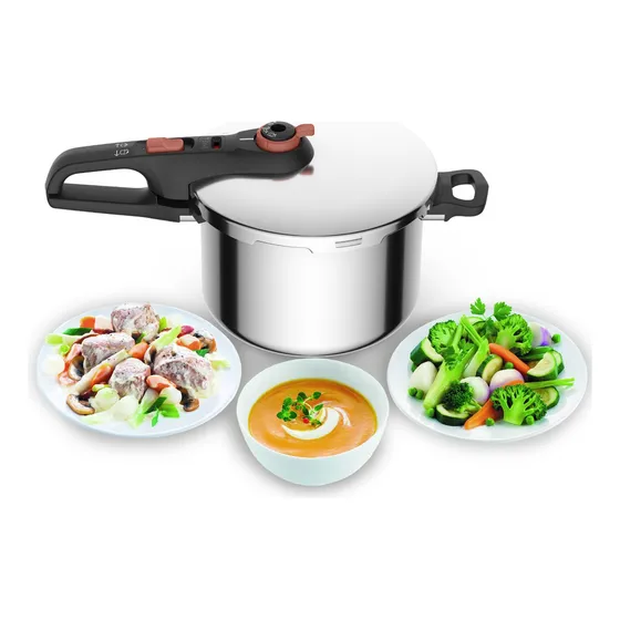 Olla De Presión T-Fal de 6L Secure Click con 2 programas de cocción, P2580705