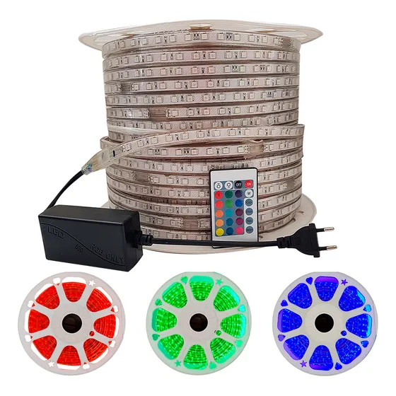 Fita Led 5050 Rgb 20 Metros Ip65 Com 1controle + Fonte110v