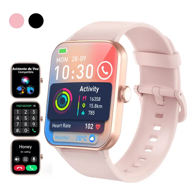 Reloj Smartwatch Mujer Hombre, 1.85 Smart watch, Notificación De Mensajes, Ios/android Smartwatches, Deportivo Salud, Lcd Fitness Bluetooth Color De La Caja Rosa