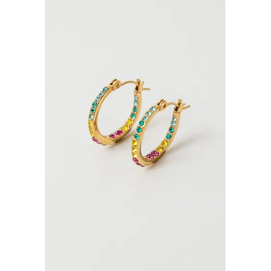 Aros Baño De Oro 18 Quilates, Circones De Colores