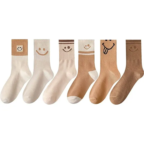 Set De 6 Calcetines Tines Caritas Sonrientes Para Joven Dama