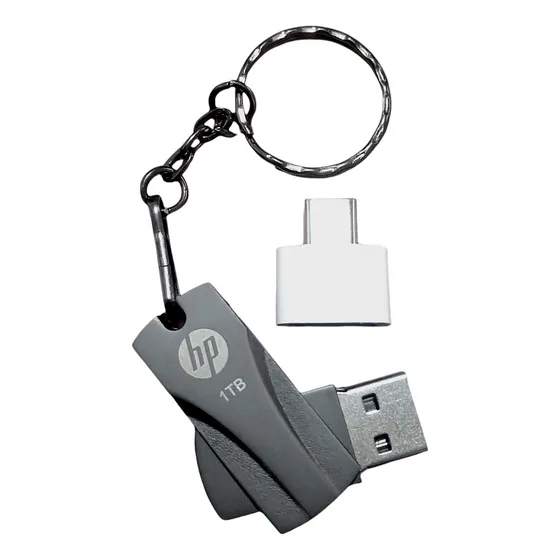 Kit. Memoria Usb Giratoria 1 Tb (un Terabyte) + 1 Conect Otg Color Gris Obscuro
