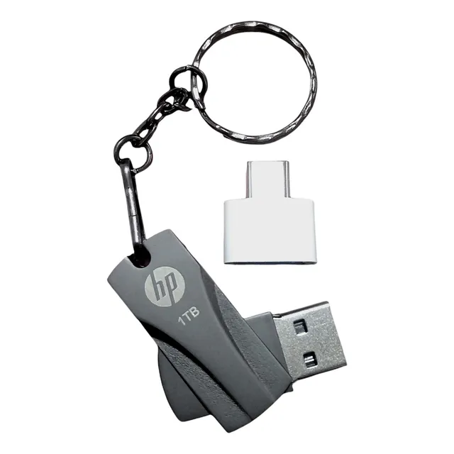 Kit. Memoria Usb Giratoria 1 Tb (un Terabyte) + 1 Conect Otg Color Gris Obscuro