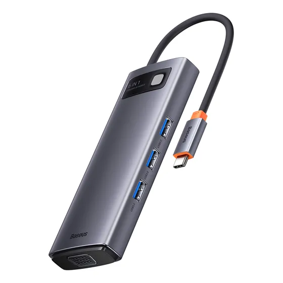 Hub Baseus Usb-c 6 Em 1 Usb 3.0 Vga + Hdmi + 4k30hz Pd 100w