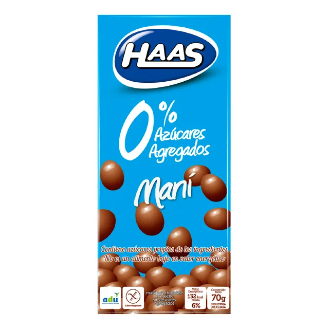 Maní Con Chocolate 0% Azúcar Haas 70 Grs.