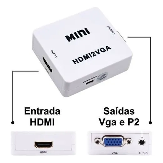 Mini adaptador conversor Hdmi a Vga con audio HDMI2VGA