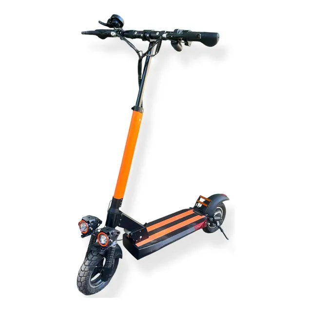 Scooter Eléctrico Pro Patín Plegable Para Adulto Aluminio Color Naranja