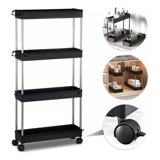 Estante Organizador De 4 Niveles Para Hogar Negro 35*12*87cm Estante Organizador De 4 Niveles Para Hogar Negro 35*12*87cm