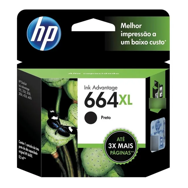 Cartridge De Tinta Hp Original 664xl Negro