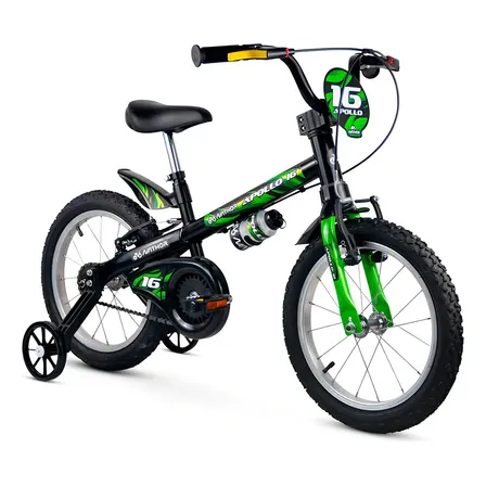 Bicicleta Infantil Aro 16 Nathor Apollo Aluminio Freio V-brake Preto/verde