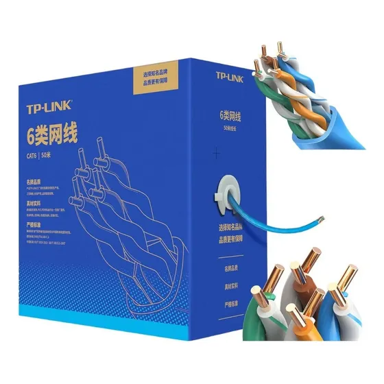 Bobina Rollo Cable Utp Rj45 Tplink 50m Azul Cat 6 100% Cobre