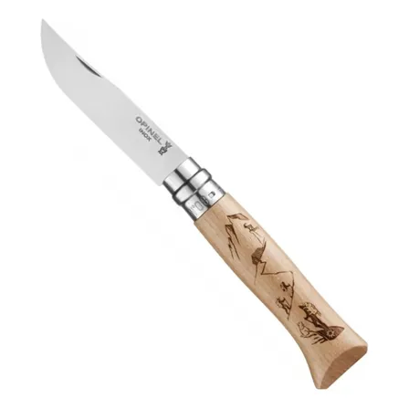 Navaja Plegable No. 08 Con Grabado De Montaña Opinel
