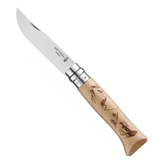 Navaja Plegable No. 08 Con Grabado De Montaña Opinel