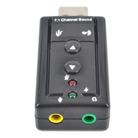 Tarjeta de sonido 7.1, adaptador USB, entrada P2 para auriculares y micrófono, color negro